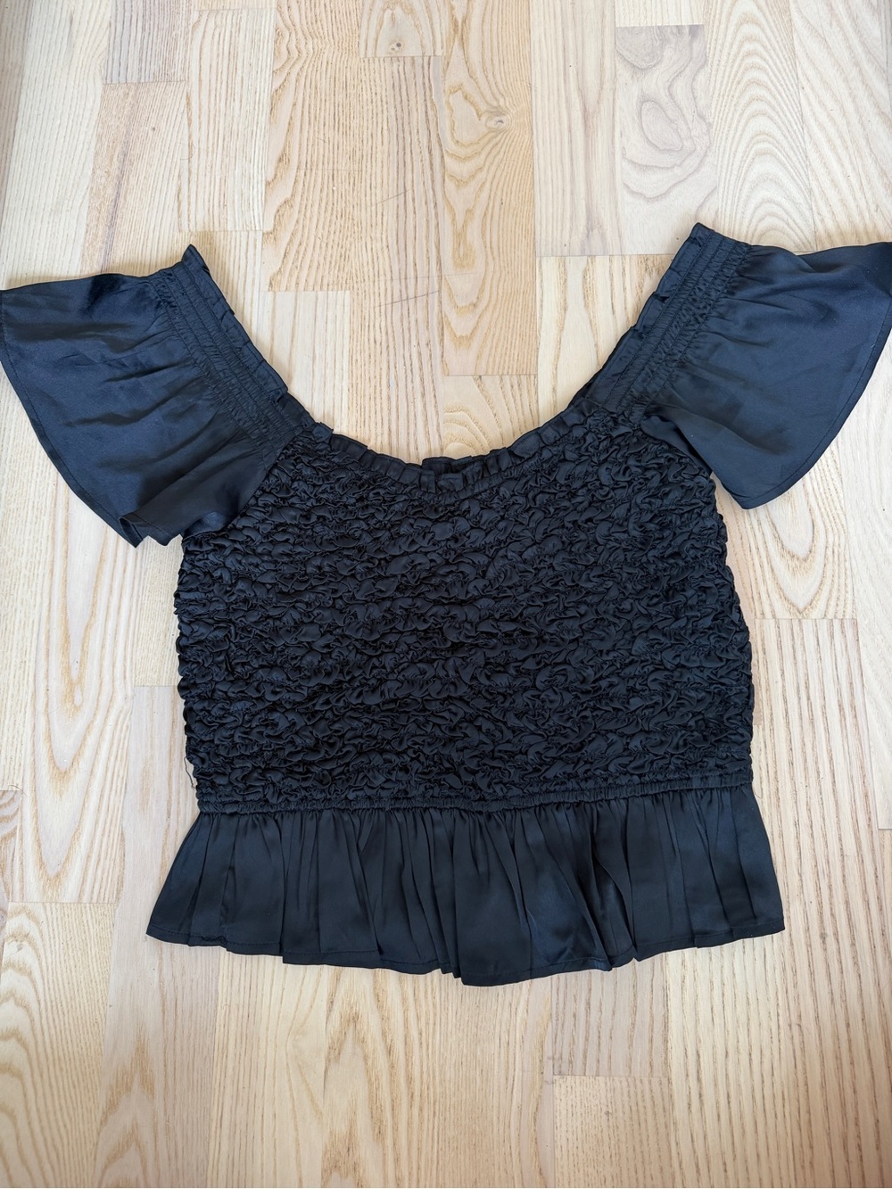 Love the Label Black Smocked Off-the- Shoulder Top